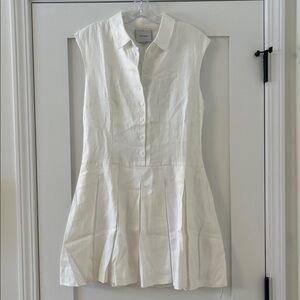 NWT Reformation Arella Linen Mini Dress White Tennis Casual Pleated - Size 8